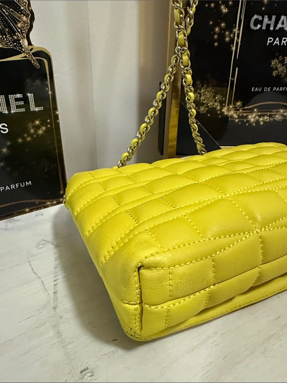 Kate Spade Story Book Yellow Quilted Chain-Handle Crossbody Bag